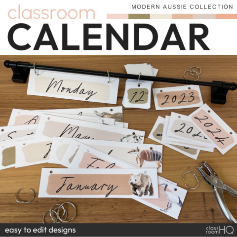 Modern Aussie Classroom Flip Calendar