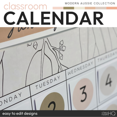 Modern Aussie Classroom Calendar