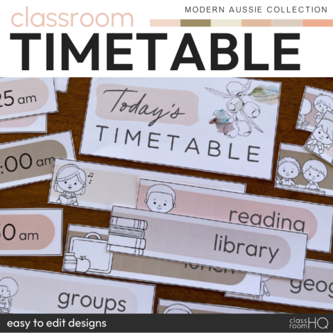 Modern Aussie Classroom Timetable Pack
