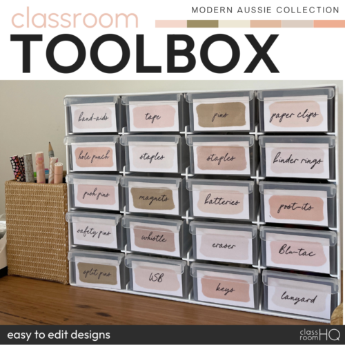 Modern Aussie Teacher Toolbox Labels