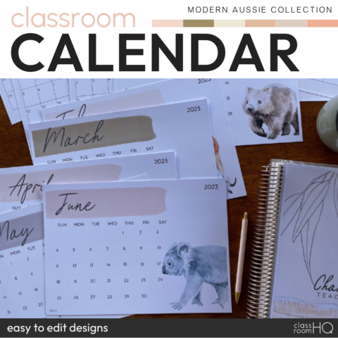 Modern Aussie Simple 1 Month Calendar