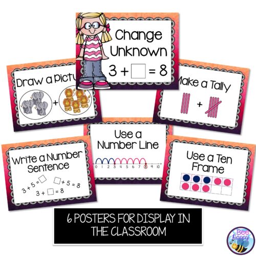 Addition Word Problems Sums Within 10 Change Unknown Posters