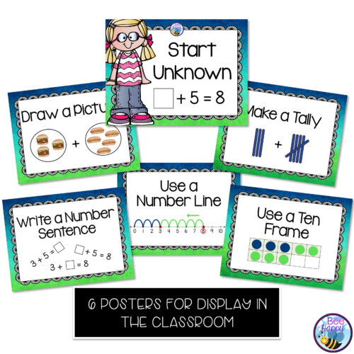 Addition Word Problems Sums Within 10 Start Unknown Posters