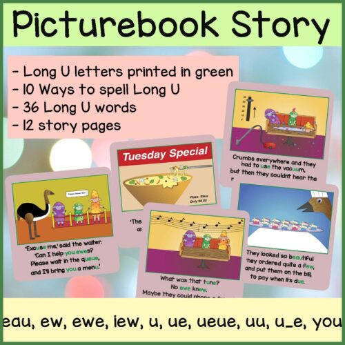 Long U Phonics Storybook Preview Square Page 2