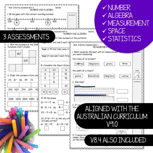 Maths Assessment Year 3 Australian Curriculum V9 Assessments