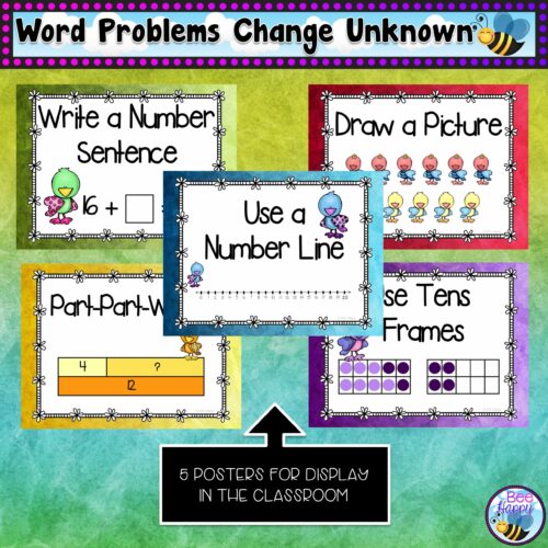 Addition Word Problems Within 20 Change Unknown Posters