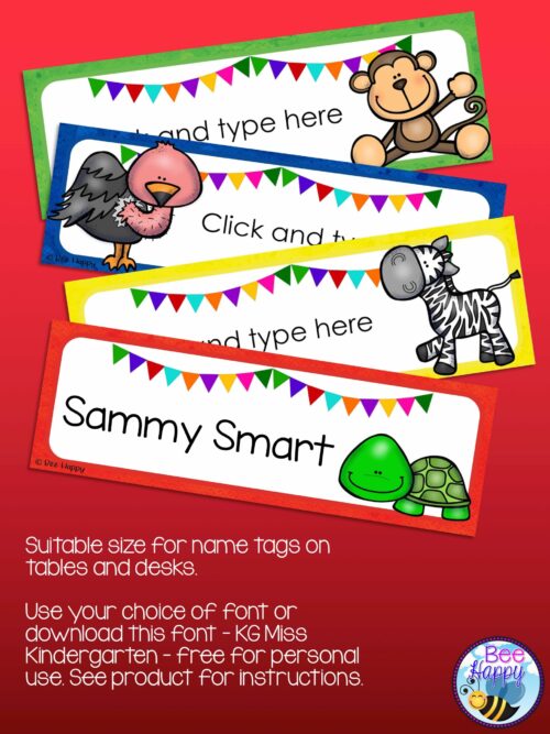 Editable Name Tags And Labels Animals Large Labels
