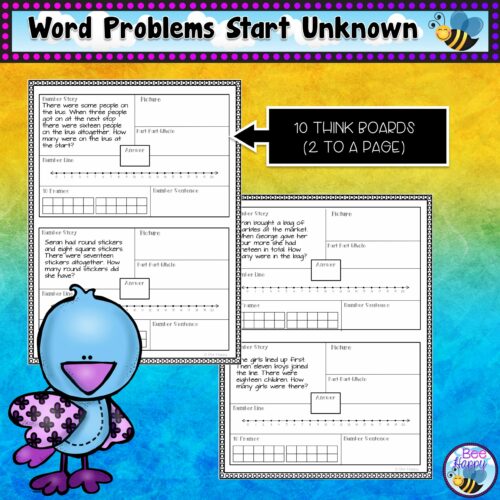 Addition Word Problems Within 20 Start Unknown Think Boards