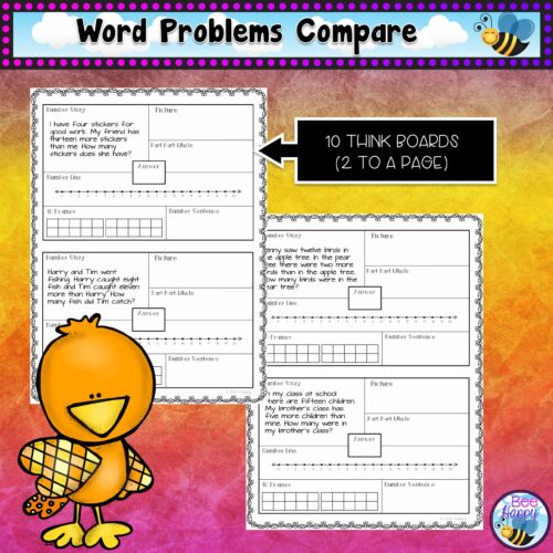 Addition Word Problems Within 20 Compare Think Boards