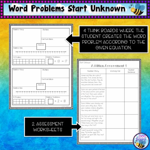 Addition Word Problems Within 20 Start Unknown Assessment