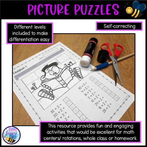 Picture Puzzles Addition Subtraction Multiplication Division Glue Picture
