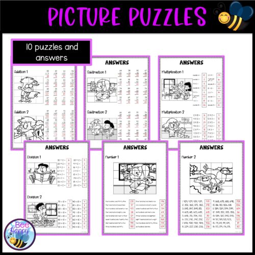 Picture Puzzles Addition Subtraction Multiplication Division Answers