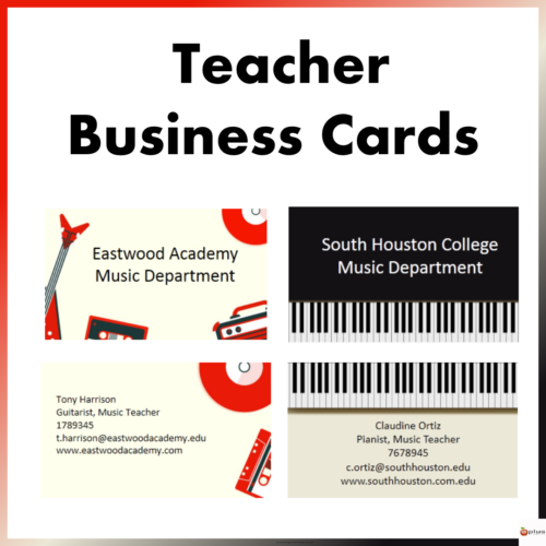Teacher Business Card Music Cover Page