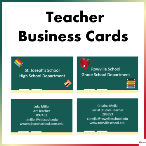 Teacher Business Cards Chalkboard Cover Page