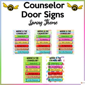 counselor door sign spring theme cover page