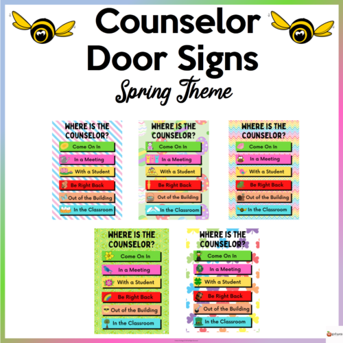 Counselor Door Sign Spring Theme Cover Page