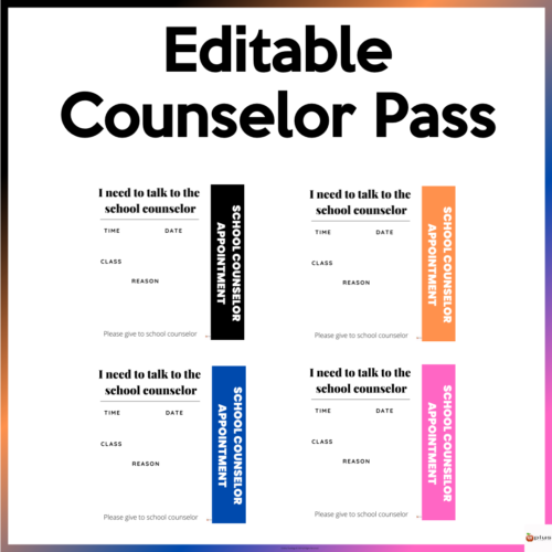 Editable Counselor Pass Cover Page