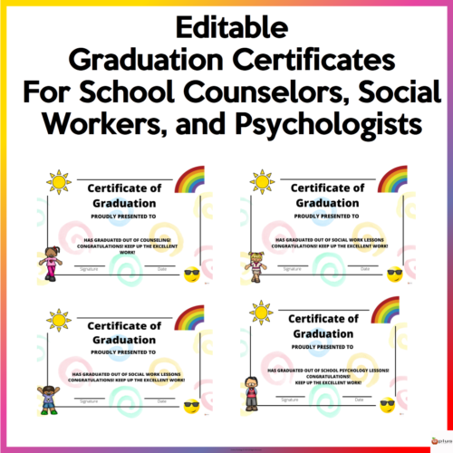 Editable Graduation Certificates Kids For School Counselor Kids Version Cover Page