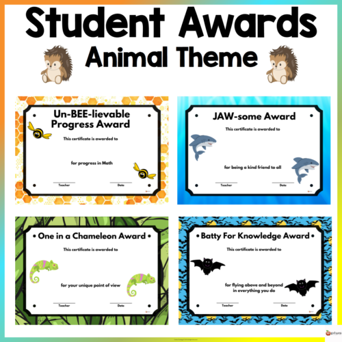 Student Awards Animal Theme Cover Page