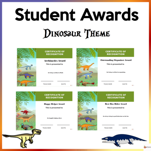 Student Awards Dinosaur Theme Cover Page