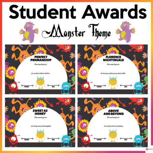 Student Awards Monsters Theme Cover Page