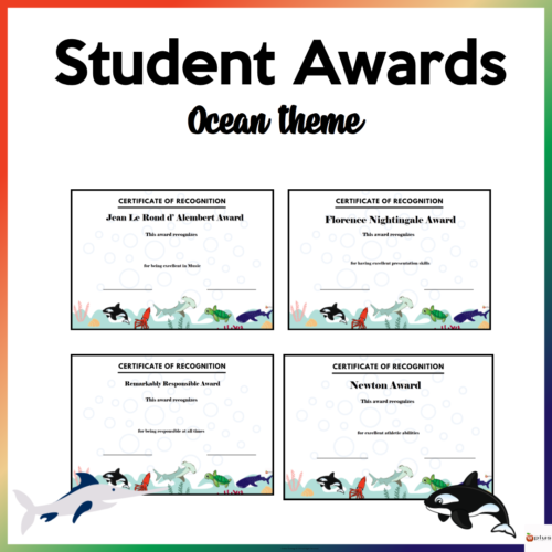 Student Awards Ocean Theme Cover Page