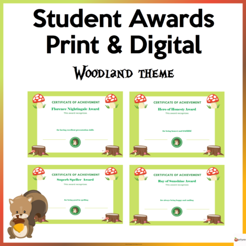 Student Awards Woodland Theme Cover Page