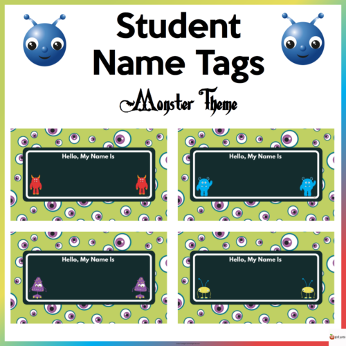 Student Name Tags Monster Theme Cover Page