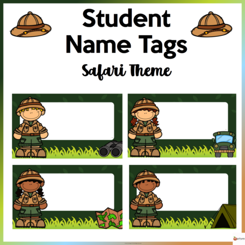 Student Name Tags Safari Theme Cover Page