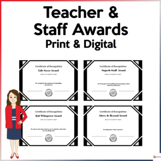 teacher and staff awards silver theme cover page