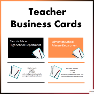 teacher business card notebook design cover page