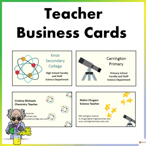 Teacher Business Cards Science Cover Page