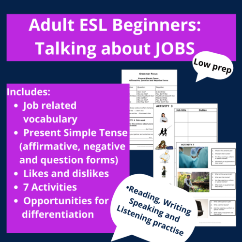 Adult Esl Beginners Talking About Jobs Tpt