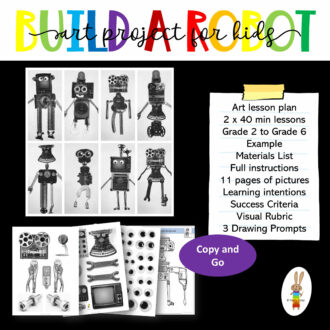 Build a Robot Art Lesson Plan Cover and Thumbnails Page 1