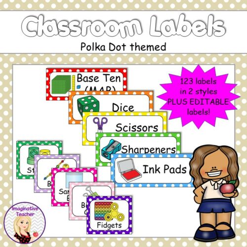 Classroom Labels Polka Dot 1