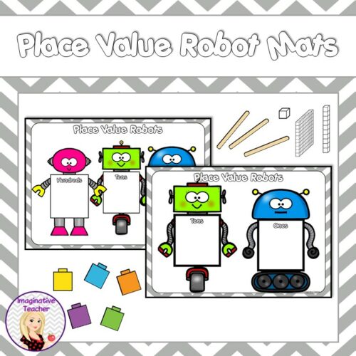 Free Place Value Robots Mats Square Cover