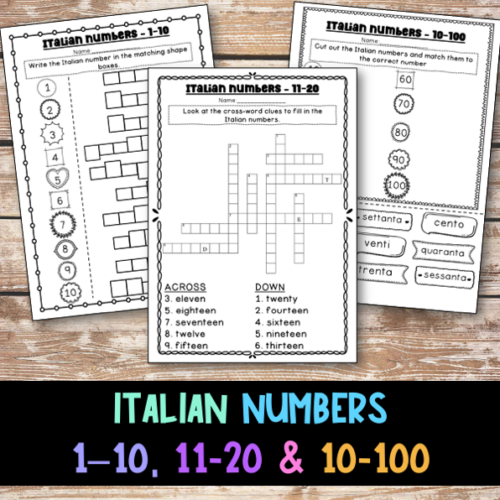 Italian Number Worksheets 3