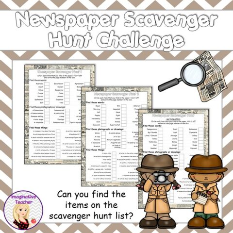 Newspaper Scavenger Hunt Challenge Square Cover