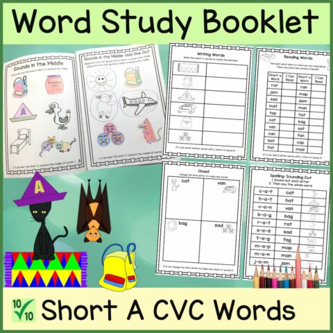 Short A Word Study Booklet Booklet Cover Square
