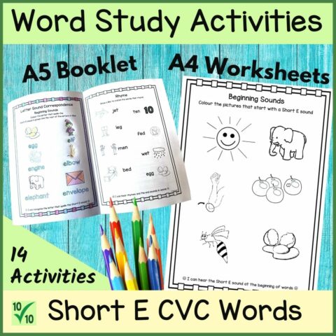 Short E Word Study Booklet Booklet Cover 2