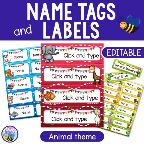 Editable Name Tags And Labels Animals