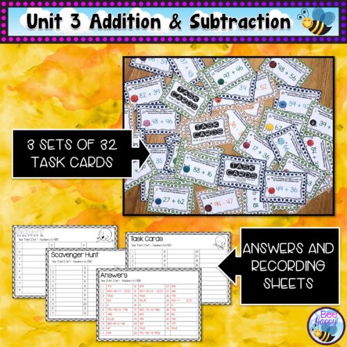 Atm Year 3 Maths Unit 3 Addition And Subtraction Task Cards