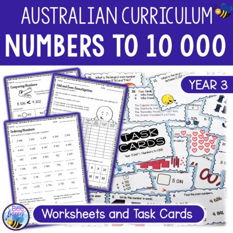 Australian Curriculum Year 3 Maths Numbers To 10 000 Worksheets And Task Cards
