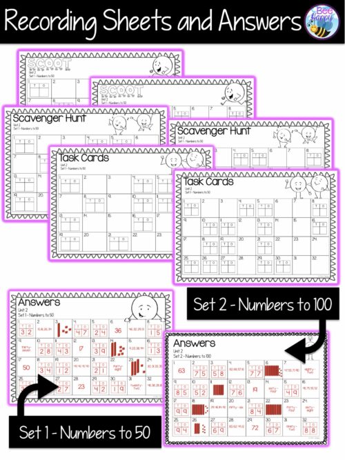 Australian Curriculum Maths Year 1 Numbers To 120 Task Cards Recording Sheets