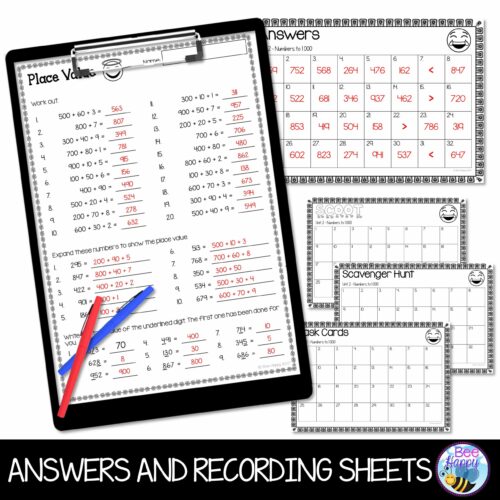 Australian Curriculum Maths Year 2 Unit 2 Place Value Answers And Recording Sheets