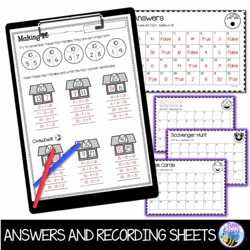 Australian Curriculum Maths Year 2 Unit 3 Addition And Subtraction Answers And Recording Sheets