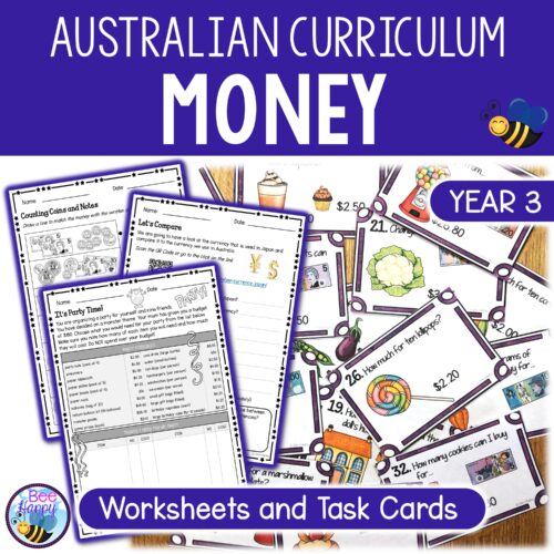 Australian Curriculum Maths Year 3 Money Worksheets And Task Cards Cover