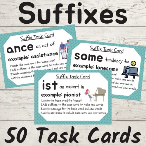 Suffixes Task Cards Preview Page 1 1