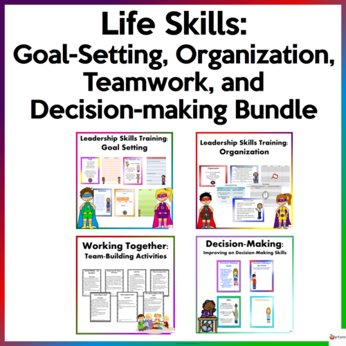 Life Skills Goal Organization Teamwork Decision Bundle Cover Page Atm 1
