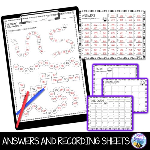 Australian Curriculum Maths Year 2 Unit 1 Number Sequences Answers And Recording Sheets